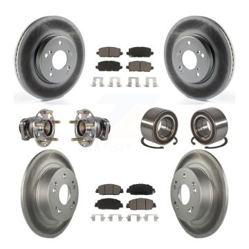 Front Rear Hub Bearing Coated Brake Rotor And Pad Kit (10Pc) For 2016-2022 Honda HR-V FWD KBB-130628
