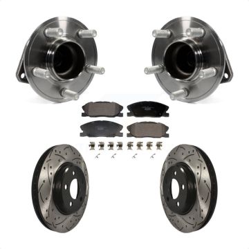 Front Hub Bearing Assembly Coated Drilled Slotted Brake Rotor & Pad Kit For Dodge Charger KBB-130661