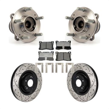 Front Hub Bearing Assembly Drilled Slot Brake Rotor & Pad Kit For 2012-2016 Hyundai Equus KBB-130662