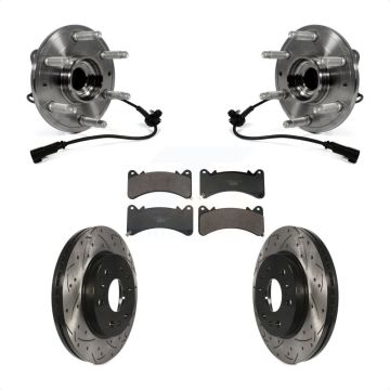 Front Hub Bearing Drill Slot Brake Rotor Pads Kit For GMC Sierra 1500 Chevrolet Silverado KBB-130666