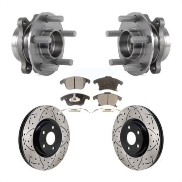 Front Hub Bearing Assembly Drill Slot Brake Rotor Pads Kit For 2017-2020 Lincoln MKZ 2.0L KBB-130674