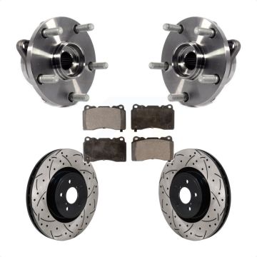 Front Hub Bearing Assembly Drill Slot Brake Rotor Pad Kit For 2004 Subaru Impreza WRX STI KBB-130680