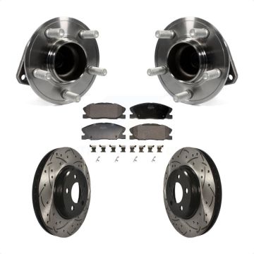 Front Hub Bearing Assembly Coated Drilled Slotted Brake Rotor & Pad Kit For Dodge Charger KBB-130689