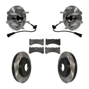 Front Hub Bearing Drill Slot Brake Rotor Pads Kit For GMC Sierra 1500 Chevrolet Silverado KBB-130693