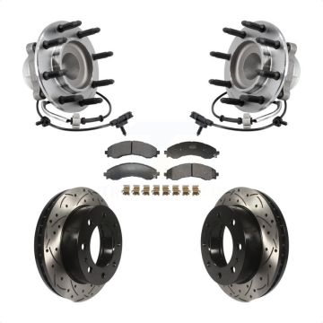 Front Hub Bearing Drilled Slot Brake Rotor Pads Kit For GMC Savana 2500 Chevrolet Express KBB-130694