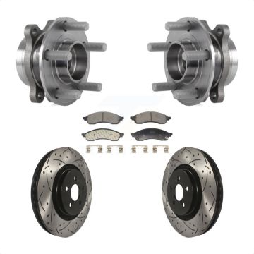 Front Hub Bearing Assembly Coated Drilled Slot Brake Rotor & Pad Kit For Lincoln Nautilus KBB-130695