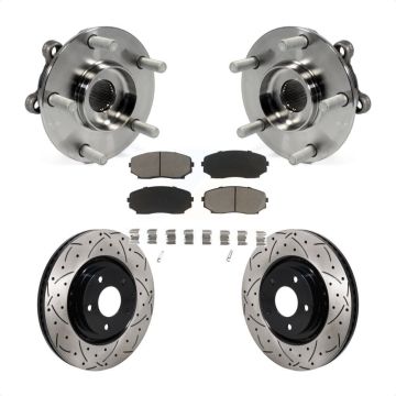 Front Hub Bearing Drilled Slot Brake Rotor Pads Kit For 2019-2023 Mazda CX-5 Turbocharged KBB-130711