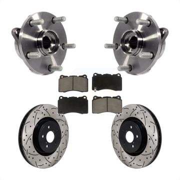 Front Hub Bearing Assembly Drill Slot Brake Rotor Pad Kit For 2004 Subaru Impreza WRX STI KBB-130716