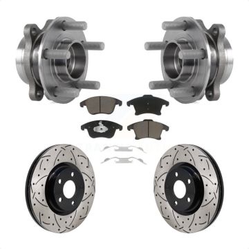 Front Hub Bearing Assembly Drill Slot Brake Rotor Pads Kit For 2017-2020 Lincoln MKZ 2.0L KBB-130720