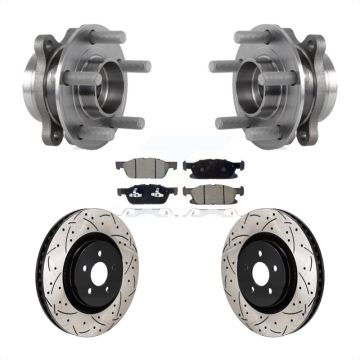 Front Hub Bearing Drill Slot Brake Rotor Pads Kit For Ford Edge With Red Painted Calipers KBB-130721