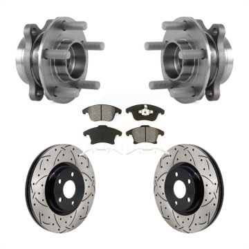 Front Hub Bearing Assembly Drill Slot Brake Rotor Pads Kit For 2017-2020 Lincoln MKZ 2.0L KBB-130729