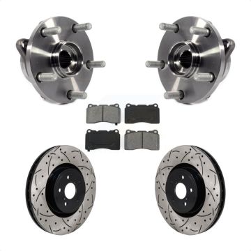 Front Hub Bearing Assembly Drill Slot Brake Rotor Pad Kit For 2004 Subaru Impreza WRX STI KBB-130731