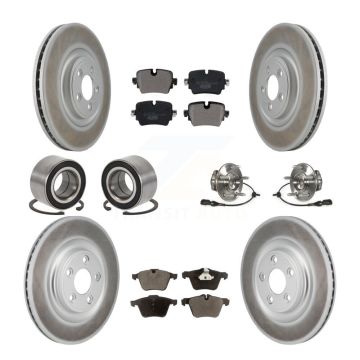 Front Rear Hub Bearings Coated Disc Brake Rotors And Pads Shoes Kit (10Pc) For Jaguar XJ KBB-130732