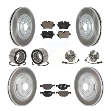Front Rear Hub Bearings Coated Disc Brake Rotors And Pads Shoes Kit (10Pc) For Jaguar XJ KBB-130733