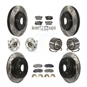 Front Rear Hub Bearing Coated Disc Brake Rotor & Pads Kit (10Pc) For Honda CR-V Acura RDX KBB-130735