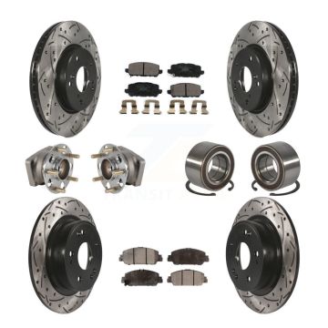 Front Rear Hub Bearing Coated Brake Rotor And Pad Kit (10Pc) For 2016-2022 Honda HR-V AWD KBB-130736