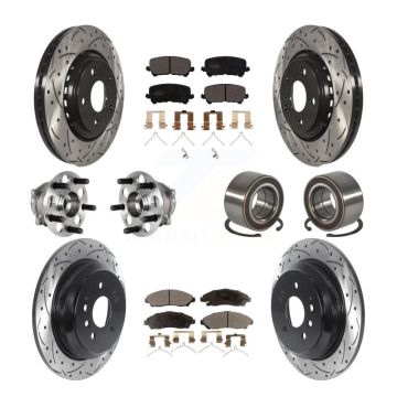 Front Rear Hub Bearing Coated Brake Rotor & Pads Kit (10Pc) For 2016-2022 Honda Pilot AWD KBB-130738