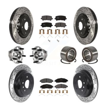 Front Rear Hub Bearing Coated Brake Rotor & Pads Kit (10Pc) For 2016-2022 Honda Pilot AWD KBB-130744