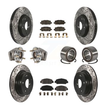 Front Rear Hub Bearing Coated Brake Rotor And Pad Kit (10Pc) For 2016-2022 Honda HR-V AWD KBB-130745
