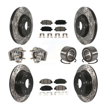 Front Rear Hub Bearing Coated Brake Rotor And Pad Kit (10Pc) For 2016-2022 Honda HR-V AWD KBB-130754
