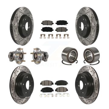 Front Rear Hub Bearing Coated Brake Rotor And Pad Kit (10Pc) For 2016-2022 Honda HR-V FWD KBB-130755