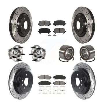 Front Rear Hub Bearing Coated Brake Rotor & Pads Kit (10Pc) For 2016-2022 Honda Pilot AWD KBB-130756