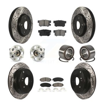 Front Rear Hub Bearing Assembly Coated Disc Brake Rotor And Pads Kit (10Pc) For Acura RDX KBB-130758