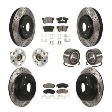 Front Rear Hub Bearing Coated Disc Brake Rotor & Pads Kit (10Pc) For Honda CR-V Acura RDX KBB-130759