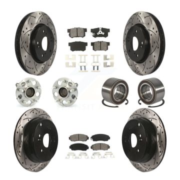 Front Rear Hub Bearing Coated Brake Rotor And Pad Kit (10Pc) For 2007-2011 Honda CR-V FWD KBB-130760