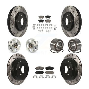 Front Rear Hub Bearing Coated Disc Brake Rotors And Ceramic Pads Kit (10Pc) For Acura RDX KBB-130761