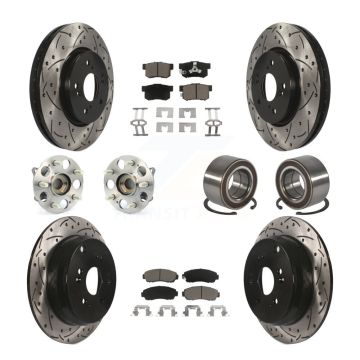 Front Rear Hub Bearing Coated Disc Brake Rotor & Pads Kit (10Pc) For Honda CR-V Acura RDX KBB-130762