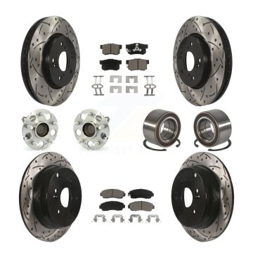 Front Rear Hub Bearing Coated Brake Rotor And Pad Kit (10Pc) For 2007-2011 Honda CR-V FWD KBB-130763