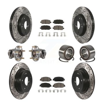 Front Rear Hub Bearing Coated Brake Rotor And Pad Kit (10Pc) For 2016-2022 Honda HR-V FWD KBB-130766