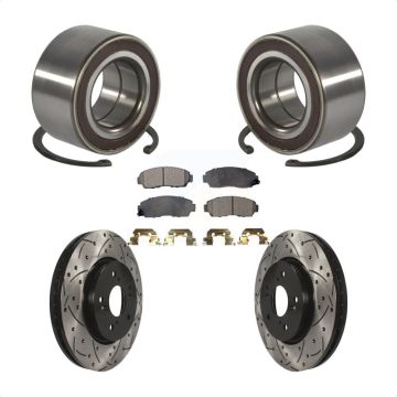 Front Wheel Bearing Coated Drilled Slotted Brake Rotor & Pad Kit For Honda CR-V Acura RDX KBB-130771