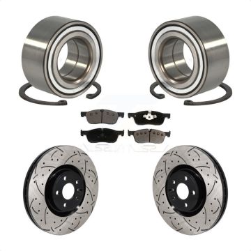 Front Wheel Bearing Coated Drilled Slot Brake Rotor & Pad Kit For 2018 Jaguar E-Pace Base KBB-130773
