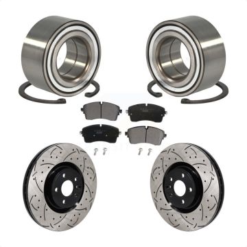 Front Wheel Bearing Drilled Slot Brake Rotor & Pad Kit For Land Rover Range Evoque Jaguar KBB-130774