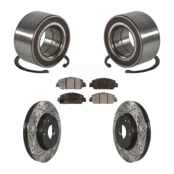 Front Wheel Bearing Coated Drilled Slotted Brake Rotor & Pad Kit For 2016-2022 Honda HR-V KBB-130775