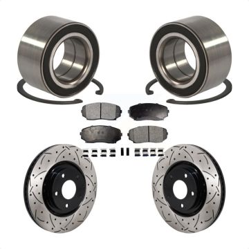 Front Wheel Bearing Coated Drilled Slotted Brake Rotor & Pad Kit For 2016-2018 Mazda CX-9 KBB-130780