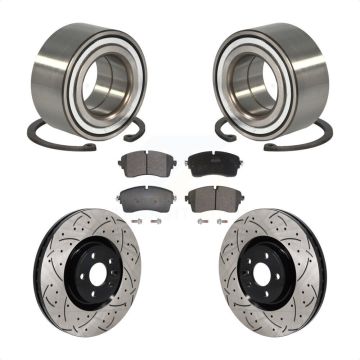 Front Wheel Bearing Drilled Slot Brake Rotor & Pad Kit For Land Rover Range Evoque Jaguar KBB-130781