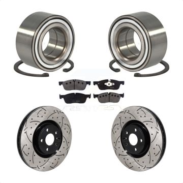 Front Wheel Bearing Coated Drilled Slot Brake Rotor & Pad Kit For 2018 Jaguar E-Pace Base KBB-130782