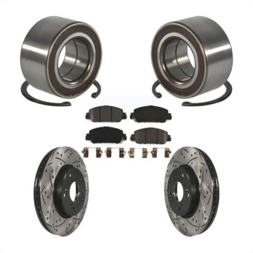 Front Wheel Bearing Coated Drilled Slotted Brake Rotor & Pad Kit For 2016-2022 Honda HR-V KBB-130783