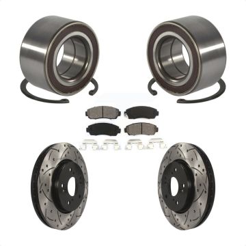 Front Wheel Bearing Coated Drilled Slotted Brake Rotor & Pad Kit For Honda CR-V Acura RDX KBB-130785
