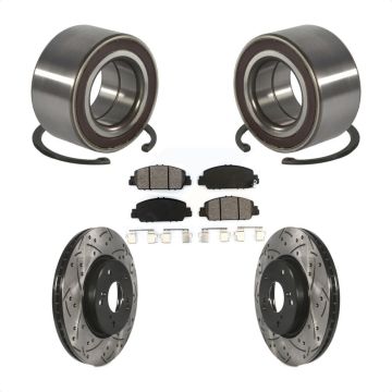 Front Wheel Bearing Coated Drilled Slotted Brake Rotor & Pad Kit For 2016-2022 Honda HR-V KBB-130786