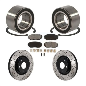 Front Wheel Bearing Coated Drilled Slotted Brake Rotor & Pad Kit For 2016-2018 Mazda CX-9 KBB-130788