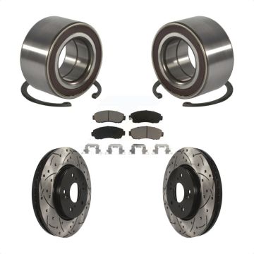 Front Wheel Bearing Coated Drilled Slotted Brake Rotor & Pad Kit For Honda CR-V Acura RDX KBB-130789