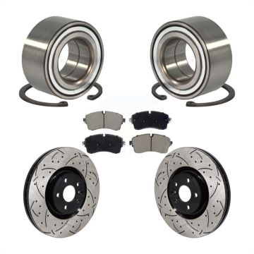 Front Wheel Bearing Drilled Slot Brake Rotor & Pad Kit For Land Rover Range Evoque Jaguar KBB-130791