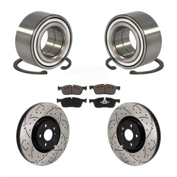 Front Wheel Bearing Coated Drilled Slot Brake Rotor & Pad Kit For 2018 Jaguar E-Pace Base KBB-130792
