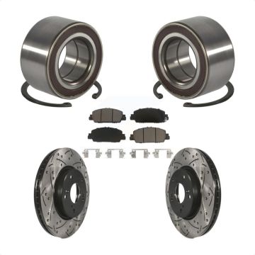 Front Wheel Bearing Coated Drilled Slotted Brake Rotor & Pad Kit For 2016-2022 Honda HR-V KBB-130793