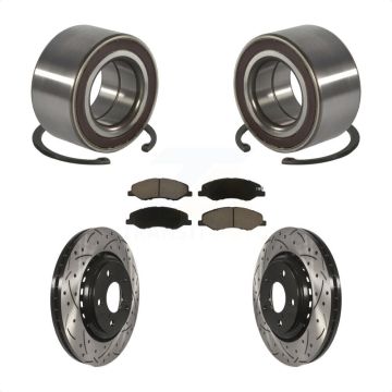 Front Wheel Bearing Coated Drilled Slot Brake Rotor & Pad Kit For 2018-2023 Honda Odyssey KBB-130794
