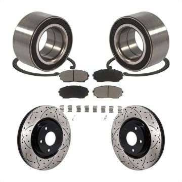 Front Wheel Bearing Coated Drilled Slotted Brake Rotor & Pad Kit For 2016-2018 Mazda CX-9 KBB-130795